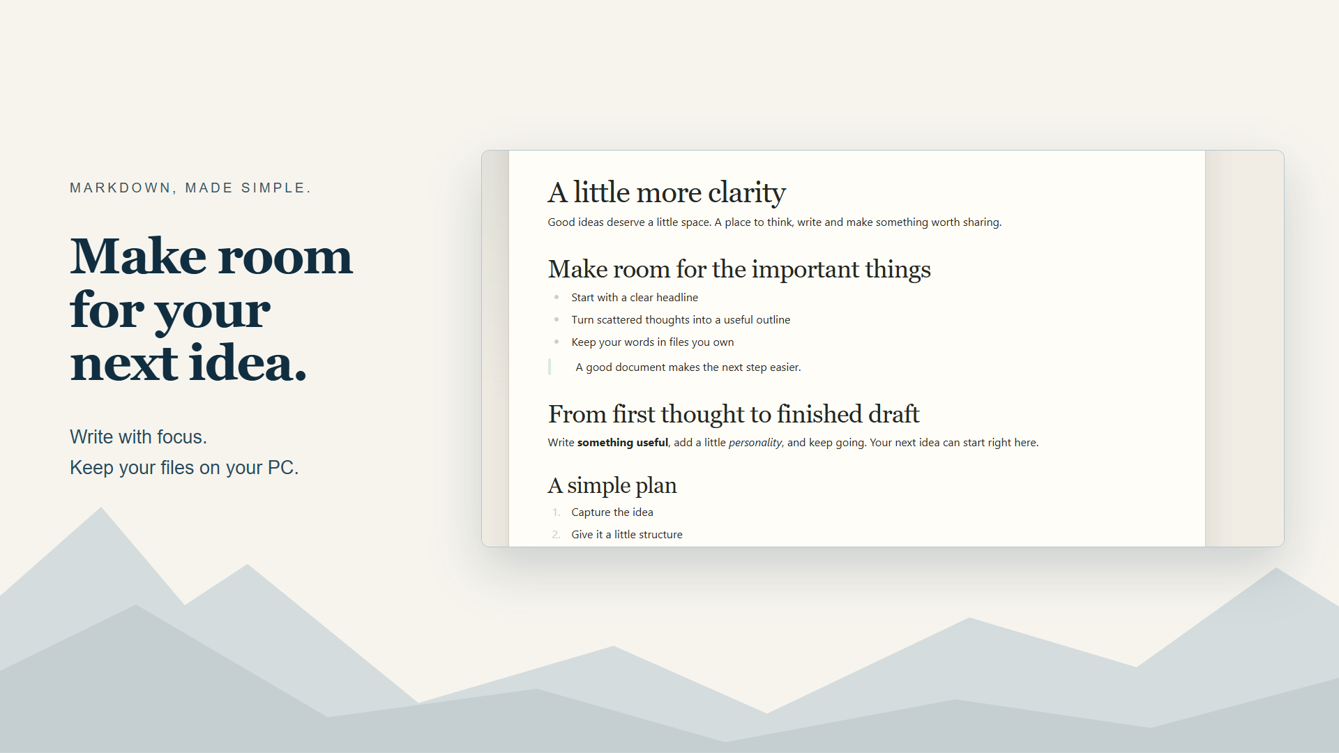 Nordmark showing a Markdown document in a visual editor